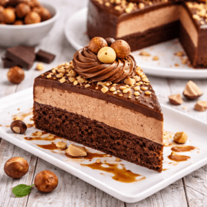 Tarta de chocolate y avellana.