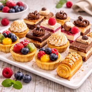 Surtido de mini pastelitos.