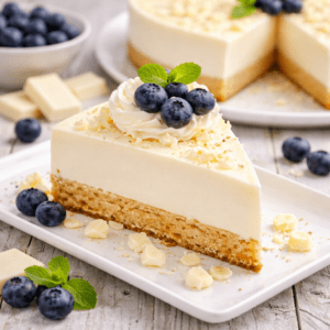 Tarta de yogurt y chocolate blanco.